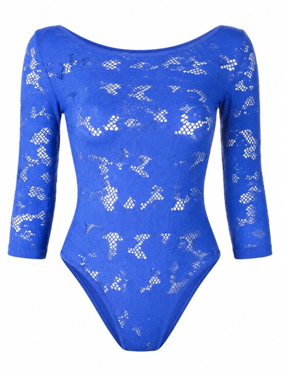 Poof! Tops - NWT Nordstrom Poof Royal blue leotard three-quarter length sleeves Bodysuit M/L
